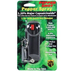 Pepper Shot® 1.2% MC ½ oz Pepper Spray Black Halo Holster