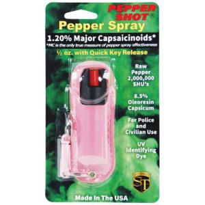 Pepper Shot® 1.2% MC ½ oz Pepper Spray Pink Halo Holster