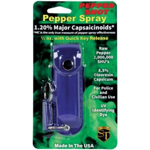 Pepper Shot® 1.2% MC ½ oz Pepper Spray Blue Soft Holster