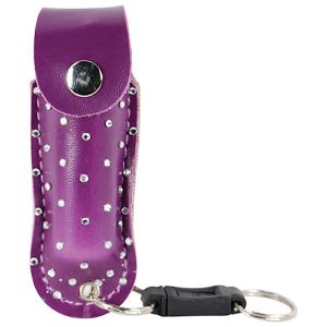 Pepper Shot® ½ oz Pepper Spray Purple Rhinestone Soft Holster